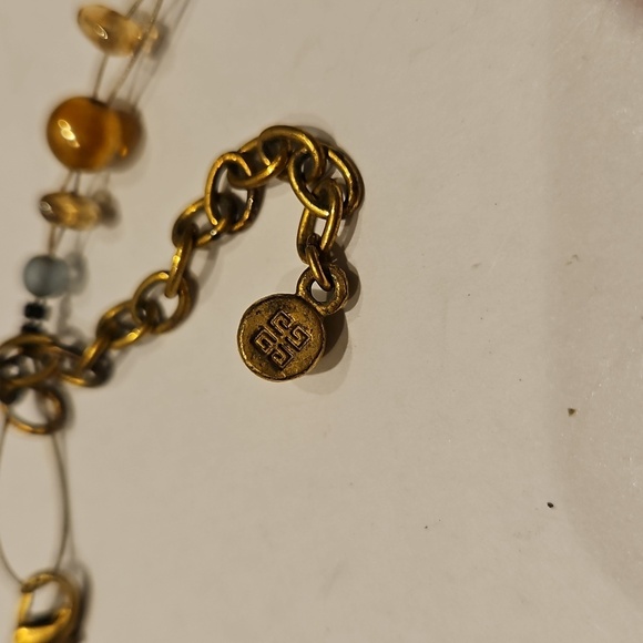 GIVENCHY Soft Pinks, Blues & Gold Glass Beads On Goldtone Wire Dainty Necklace - Picture 11 of 11